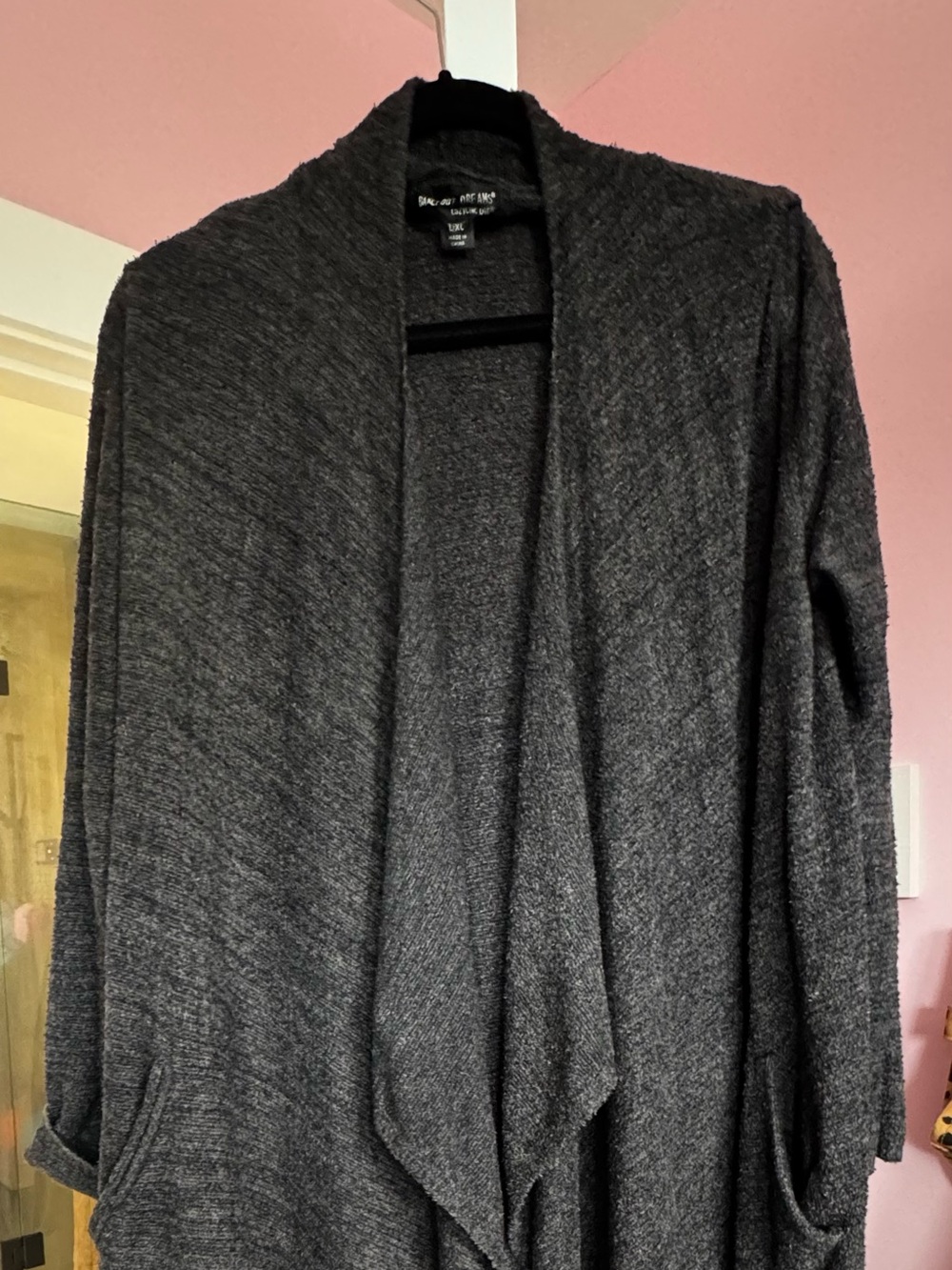 Barefoot Dreams Charcoal Gray Open-Front Draped Cardigan